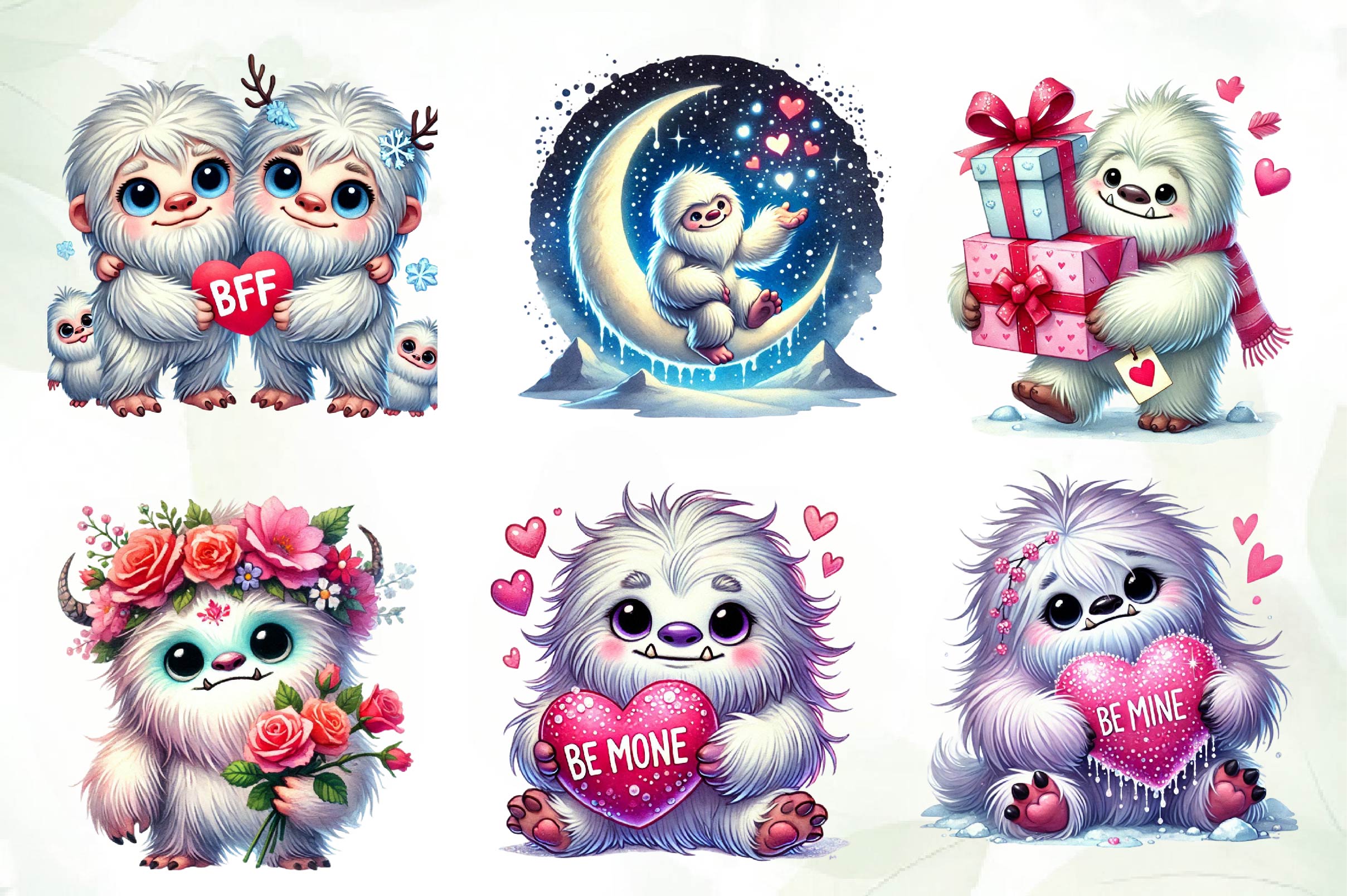Valentine Cute Yeti Clipart Bundle - CraftNest - Digital Crafting and Art