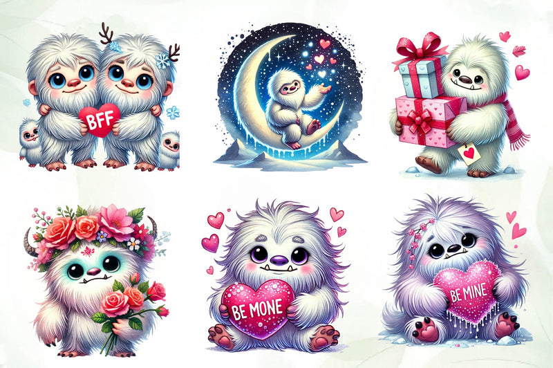 Valentine Cute Yeti Clipart Bundle - CraftNest - Digital Crafting and Art