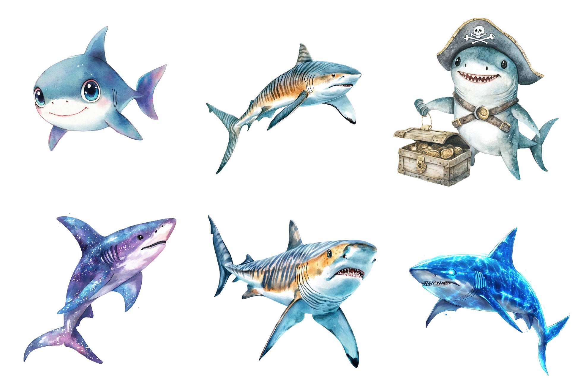 Sharks Clipart Bundle - CraftNest - Digital Crafting and Art