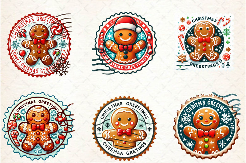 Christmas Gingerbread Postage Stamps Clipart Bundle - CraftNest - Digital Crafting and Art