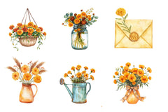 Fall Marigold Clipart Bundle - CraftNest - Digital Crafting and Art