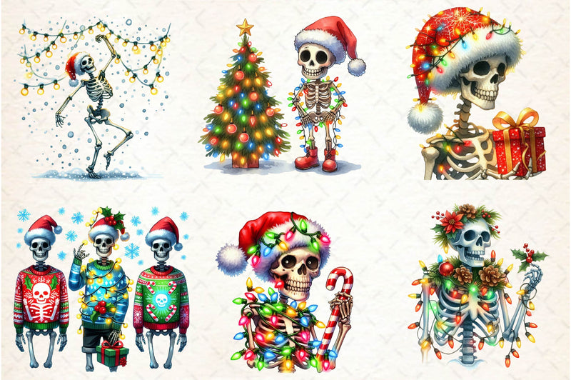 Christmas Skeleton Clipart Bundle 1 - CraftNest - Digital Crafting and Art
