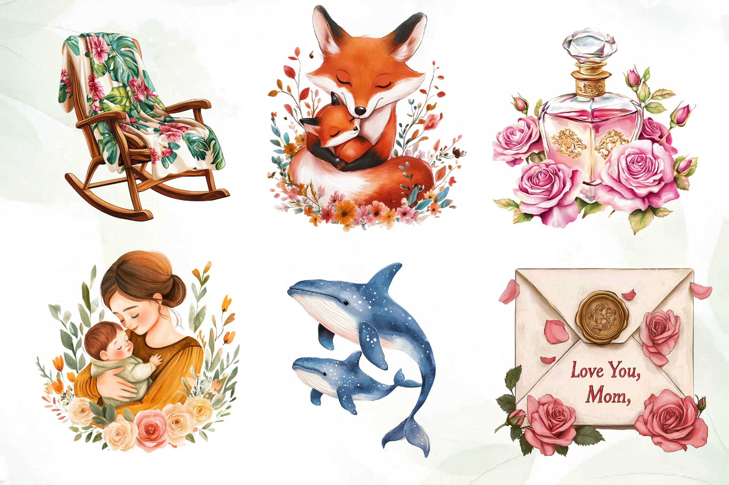 Hand Painted Mothers Day Clipart Bundle - CraftNest - Digital Crafting and Art