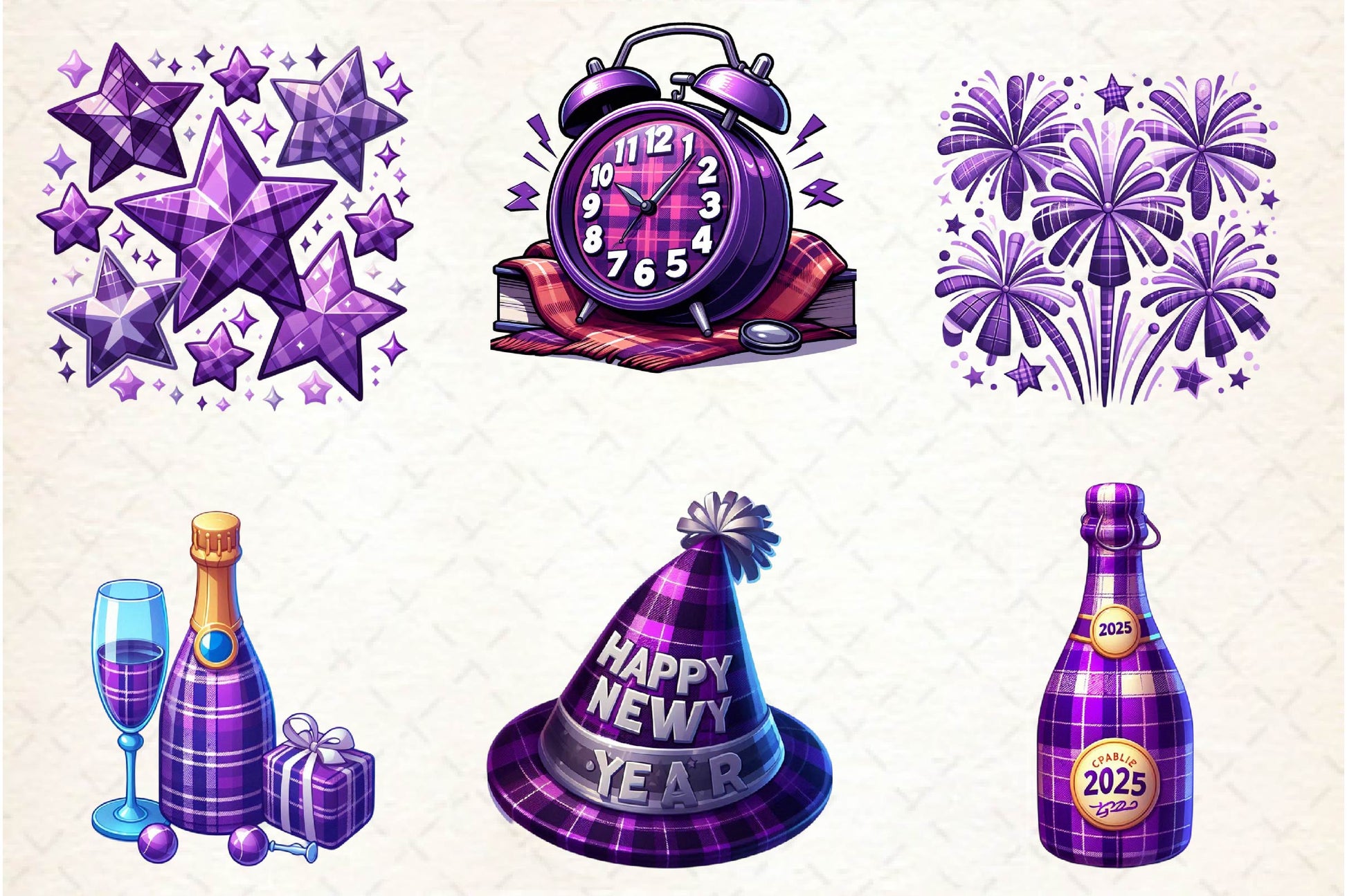 Purple New Year 2025 Clipart Bundle - CraftNest - Digital Crafting and Art