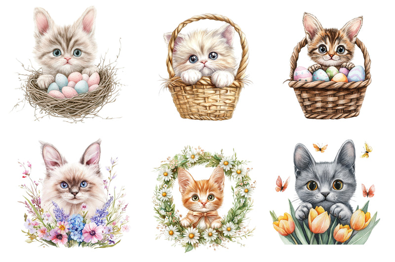Easter Bunny Cat Peeking Clipart Bundle - CraftNest - Digital Crafting and Art