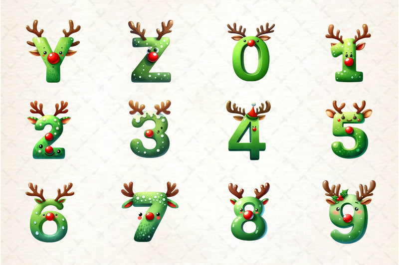 Christmas Reindeer Alphabet Clipart Bundle - CraftNest - Digital Crafting and Art
