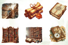 Old Library Clipart Bundle - CraftNest - Digital Crafting and Art