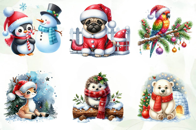 Funny Christmas Animals Clipart Bundle 3 - CraftNest - Digital Crafting and Art