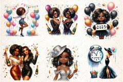 New Year Black American Girl Clipart Bundle - CraftNest - Digital Crafting and Art
