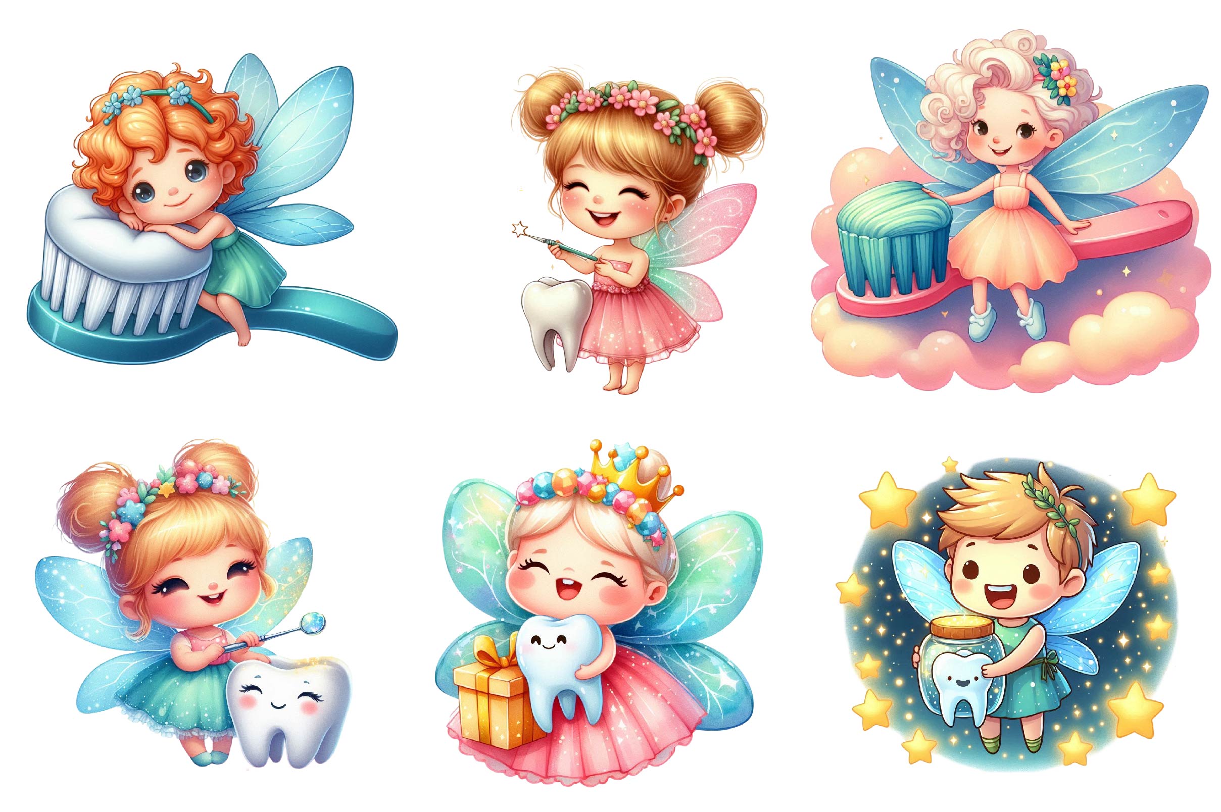 Mascot Cute Tooth Fairy Clipart Bundle 1 - CraftNest - Digital Crafting and Art