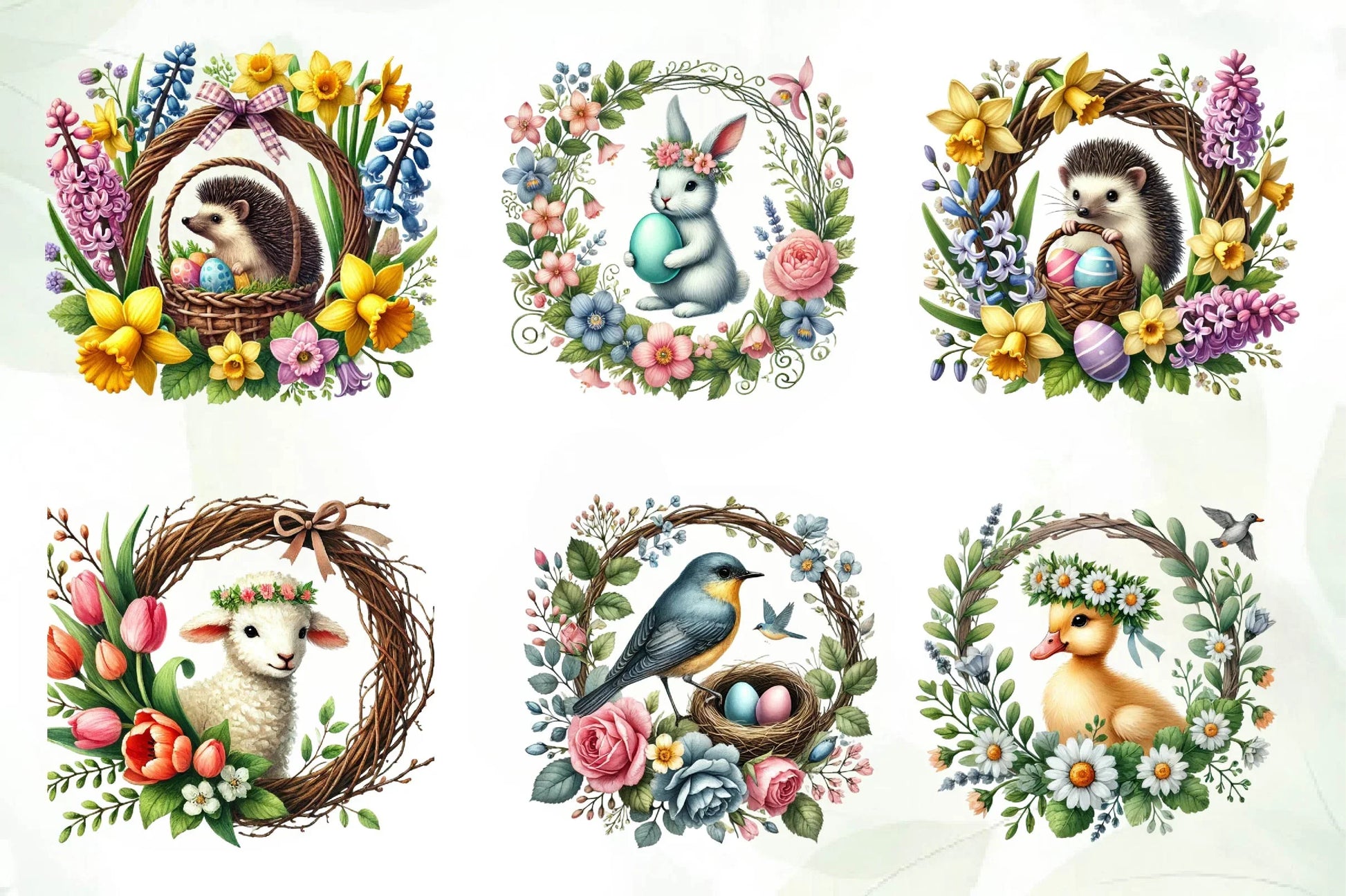 Easter Animals Wreath Clipart Bundle - CraftNest - Digital Crafting and Art