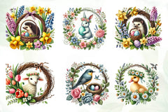 Easter Animals Wreath Clipart Bundle - CraftNest - Digital Crafting and Art
