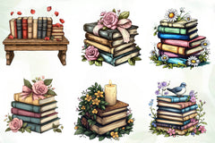 Pretty Books With Flowers Clipart Bundle 1 - CraftNest - Digital Crafting and Art
