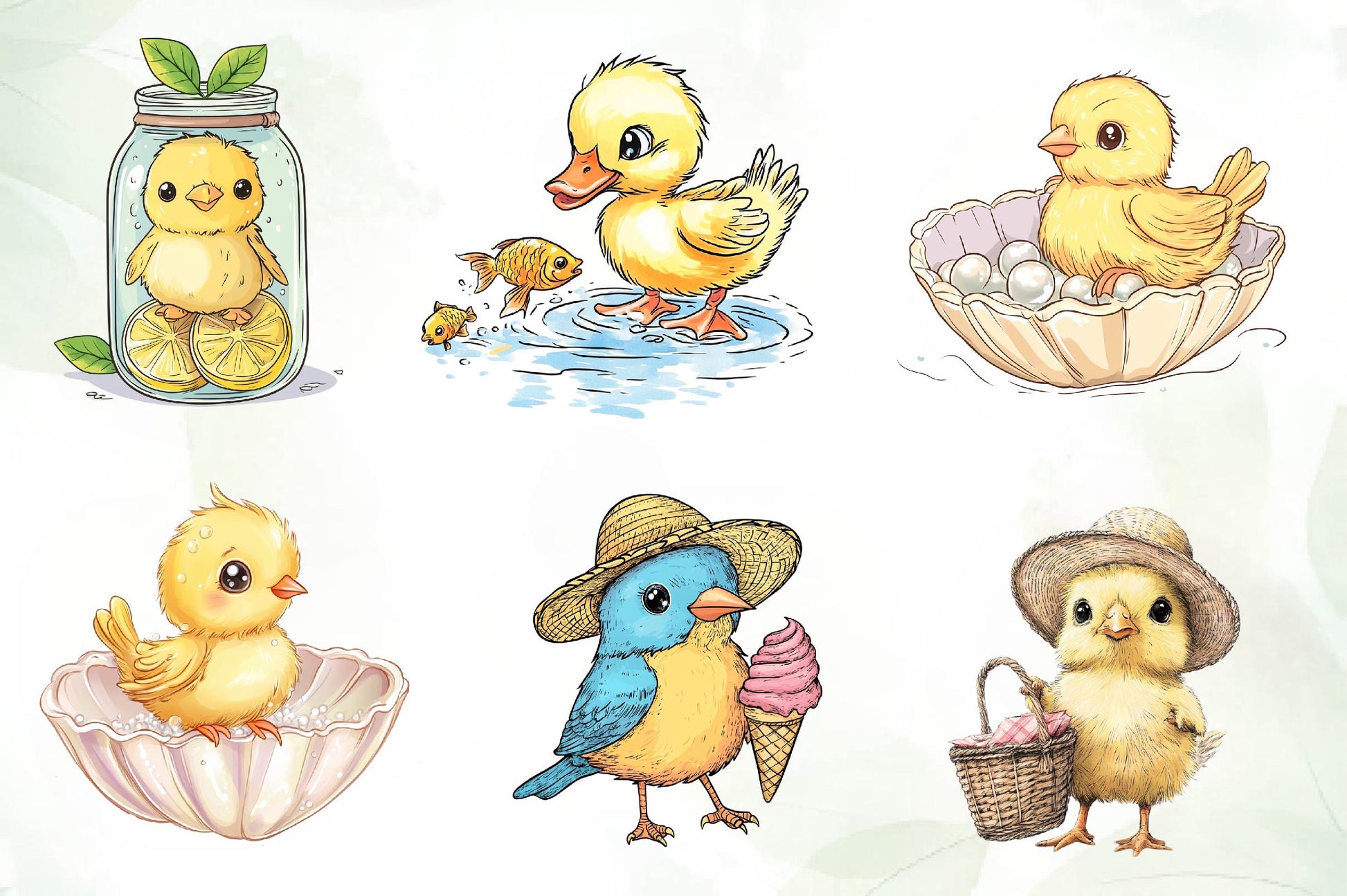 Summer Baby Bird Clipart Bundle - CraftNest - Digital Crafting and Art