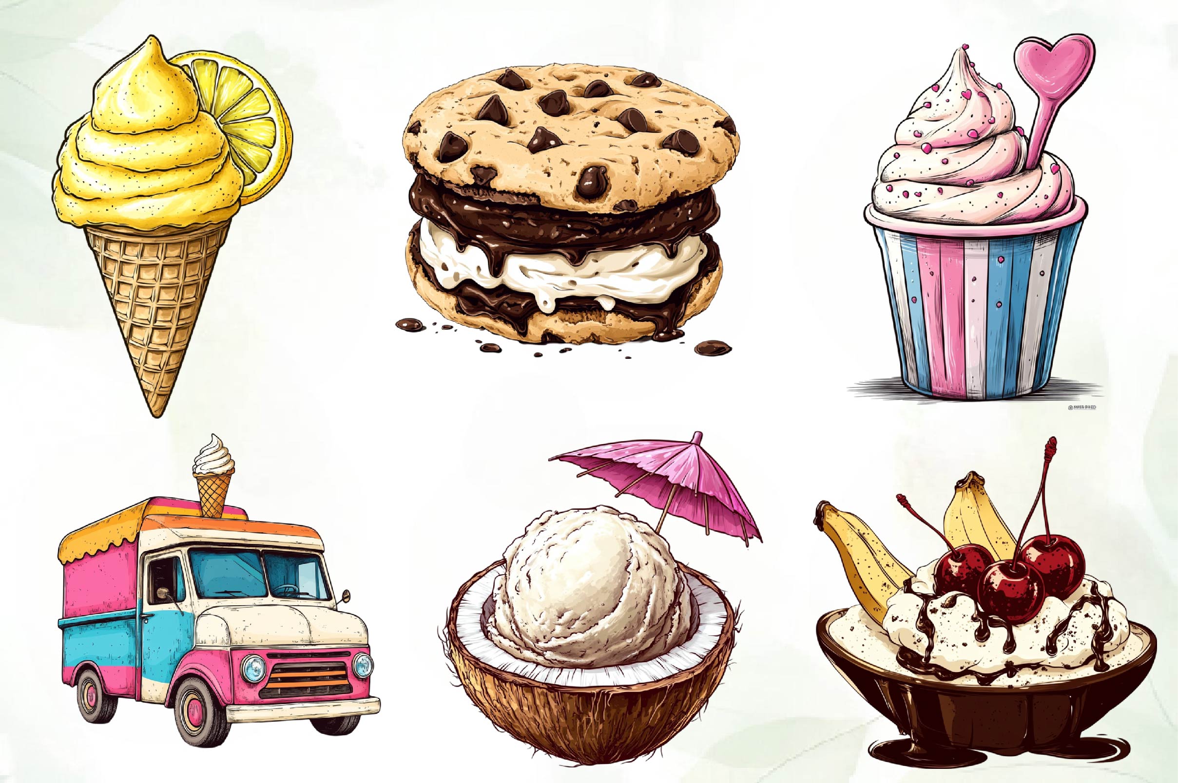 Summer Ice Cream Clipart Bundle 4 - CraftNest - Digital Crafting and Art