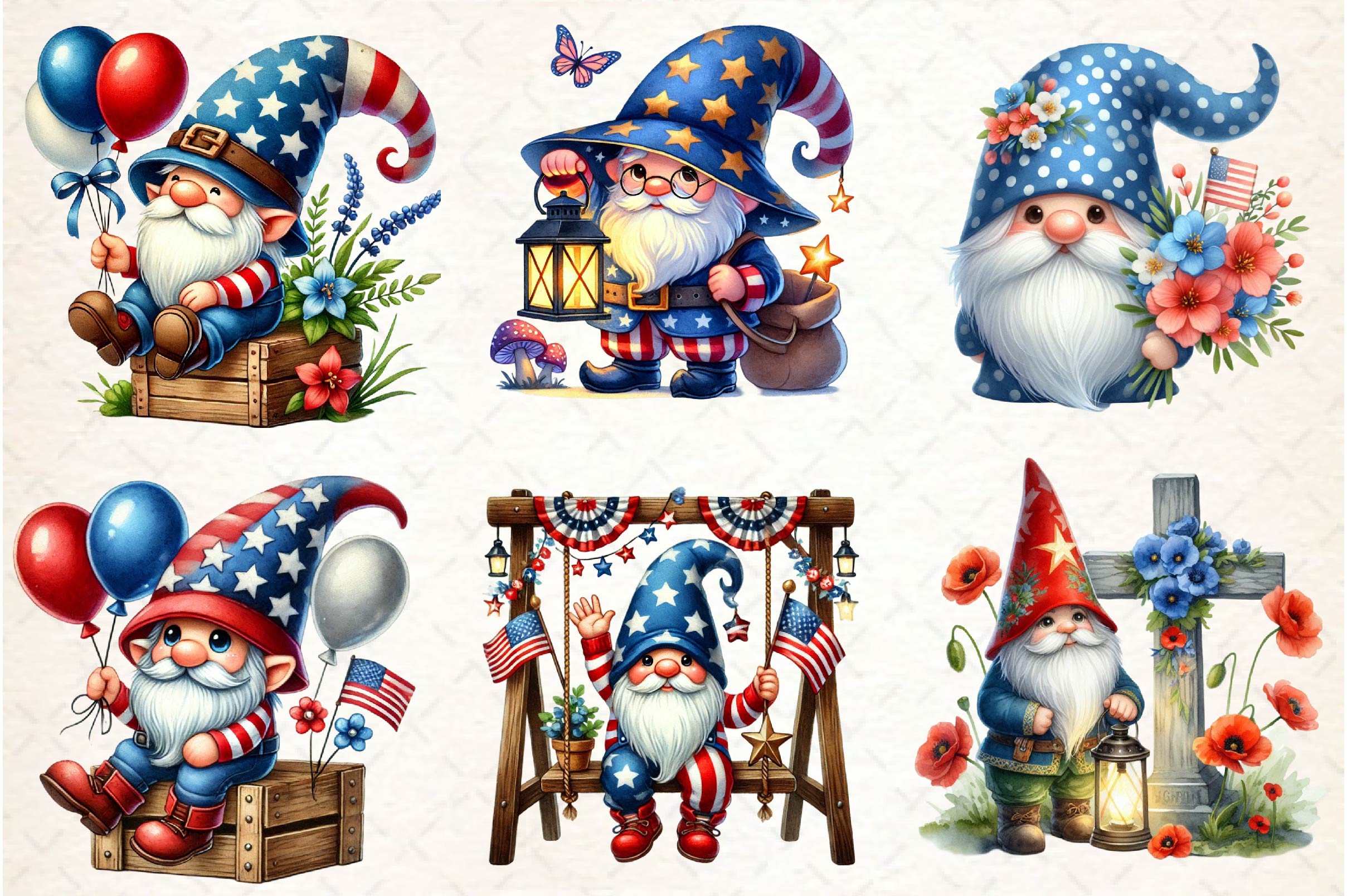 Memorial Day Gnome Clipart Bundle - CraftNest - Digital Crafting and Art