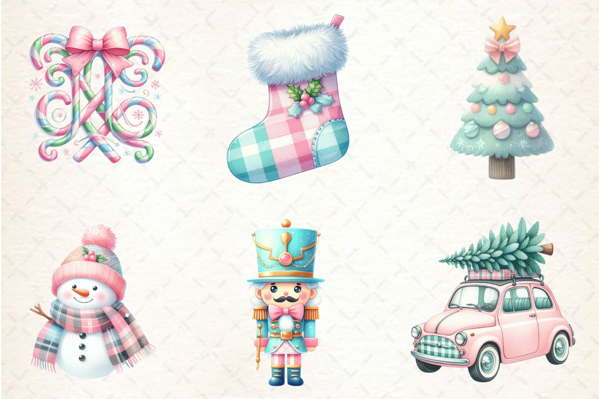 Pastel Preppy Christmas Clipart Bundle - CraftNest - Digital Crafting and Art
