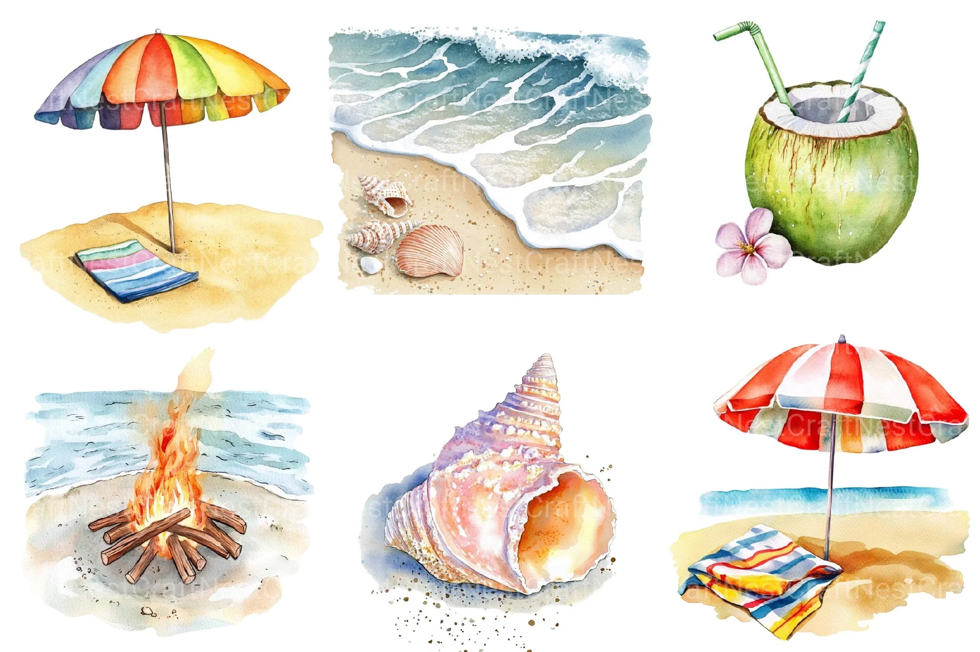 Tropical Beach Landscapes Clipart - CraftNest - Digital Crafting and Art