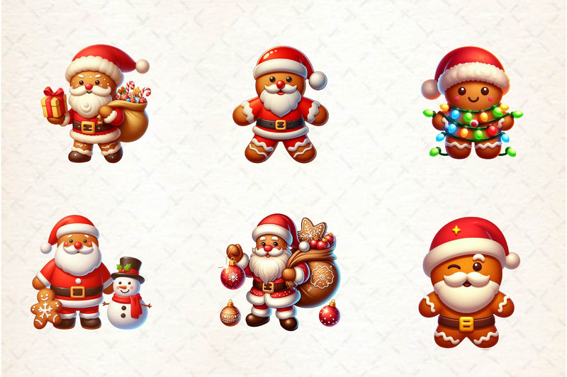 Santa Gingerbread Man Clipart Bundle - CraftNest - Digital Crafting and Art