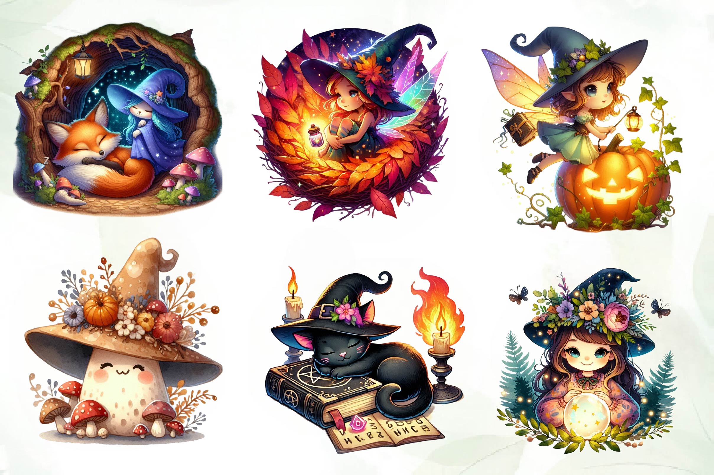 Cozy Magic Fairy Forest Witch Clipart Bundle - CraftNest - Digital Crafting and Art