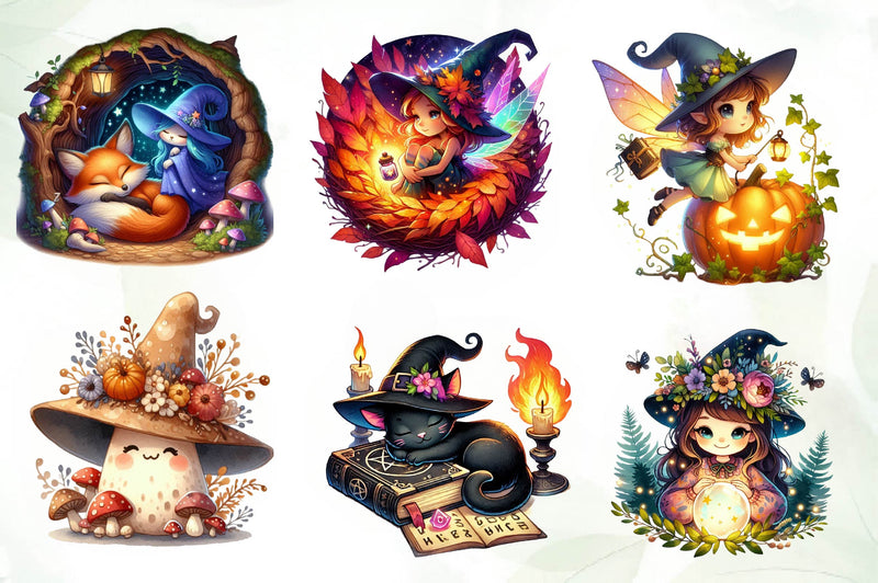 Cozy Magic Fairy Forest Witch Clipart Bundle - CraftNest - Digital Crafting and Art