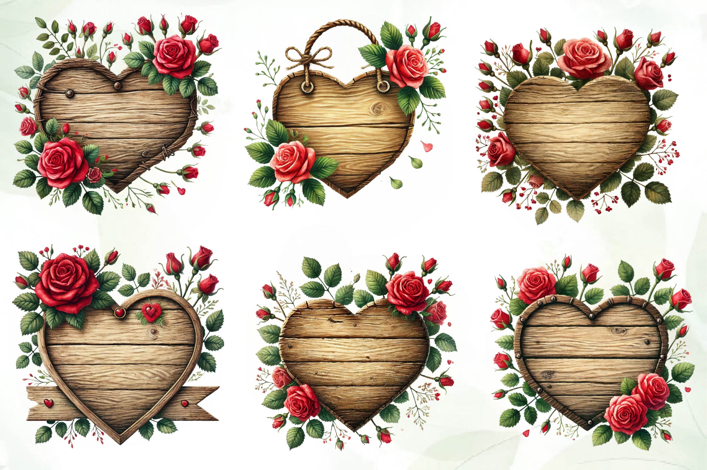 Valentines Empty Wooden Signs Clipart Bundle 1 - CraftNest - Digital Crafting and Art