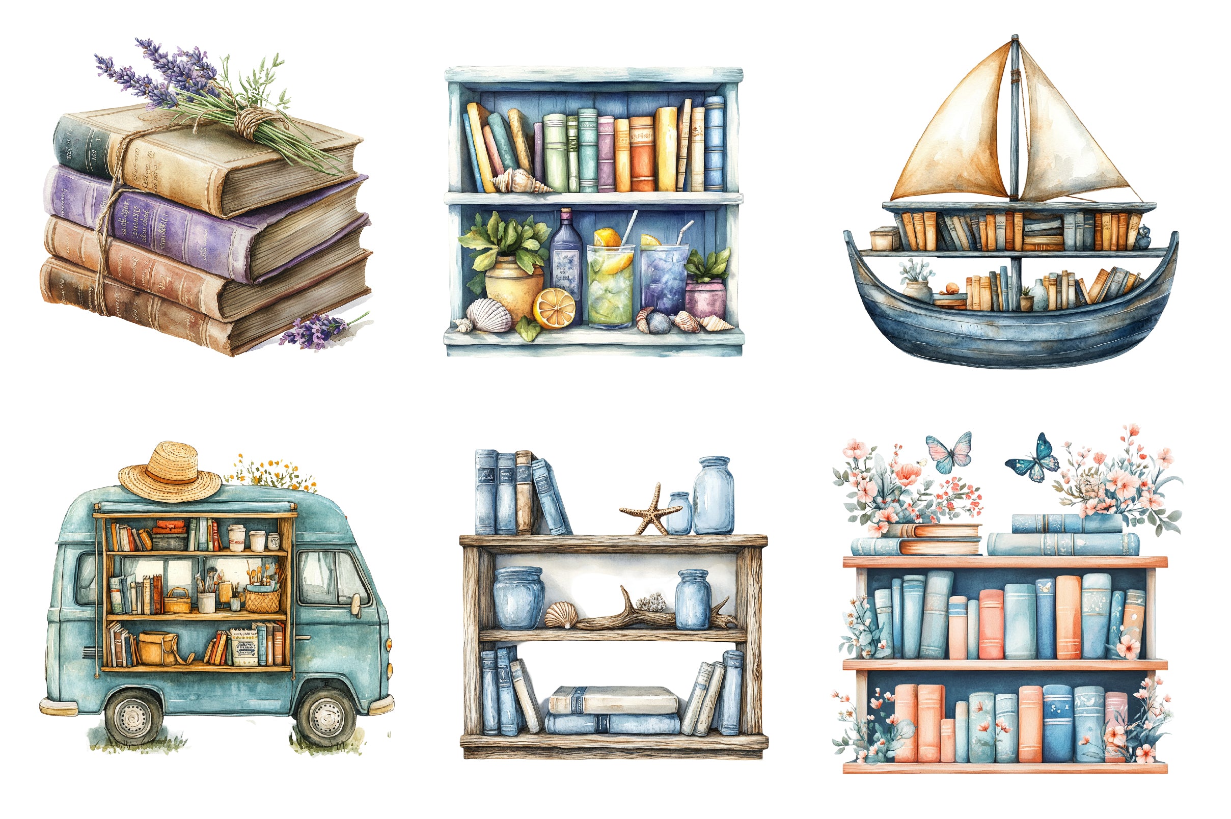 Summer Bookshelf Clipart Bundle - CraftNest - Digital Crafting and Art