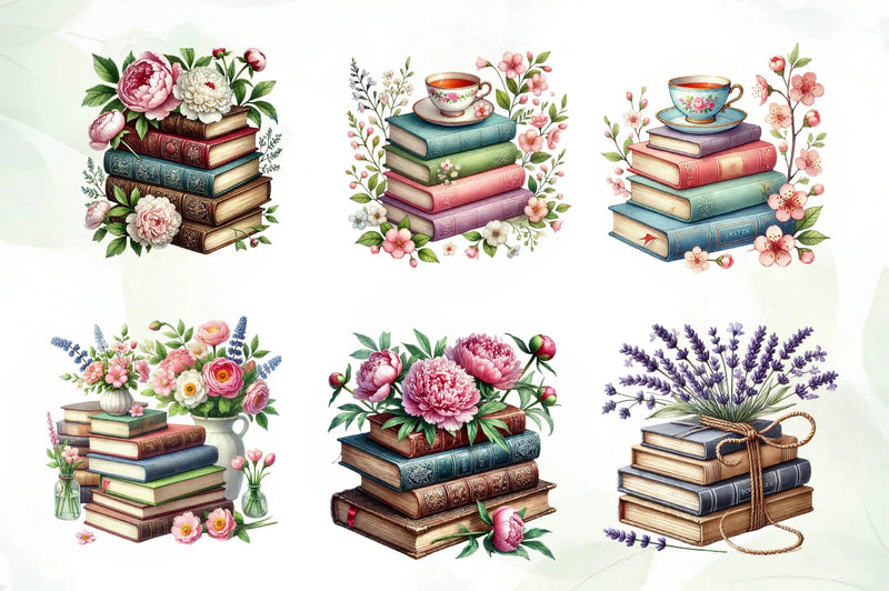 Pretty Books With Flowers Clipart Bundle 2 - CraftNest - Digital Crafting and Art