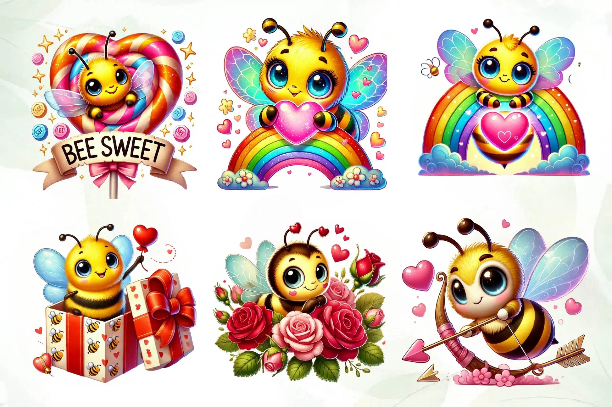 Peeking Valentine Bee Clipart Bundle - CraftNest - Digital Crafting and Art