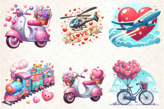 Love Transportation Valentine Clipart Bundle - CraftNest - Digital Crafting and Art