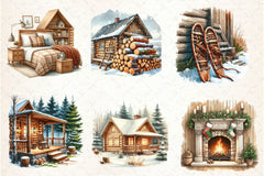 Antique Beige Cozy Cabin Clipart Bundle - CraftNest - Digital Crafting and Art