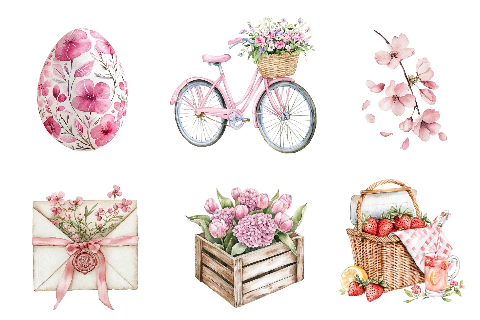 Pink Spring Clipart Bundle  2 - CraftNest - Digital Crafting and Art