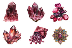 Burgundy Crystals And Gems Clipart Bundle - CraftNest - Digital Crafting and Art