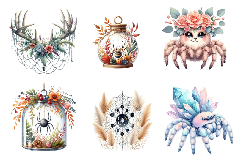 Boho Halloween Spider Clipart Bundle - CraftNest - Digital Crafting and Art