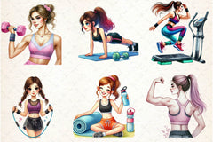 Gym Girl Clipart Bundle - CraftNest - Digital Crafting and Art