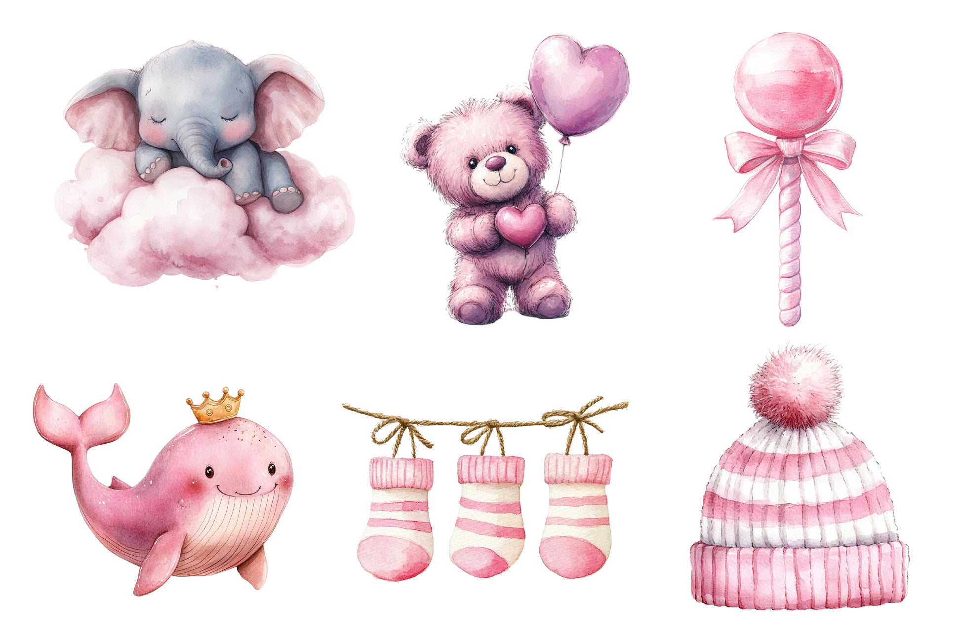 Pink Baby Girl Nursery Clipart Bundle 1 - CraftNest - Digital Crafting and Art