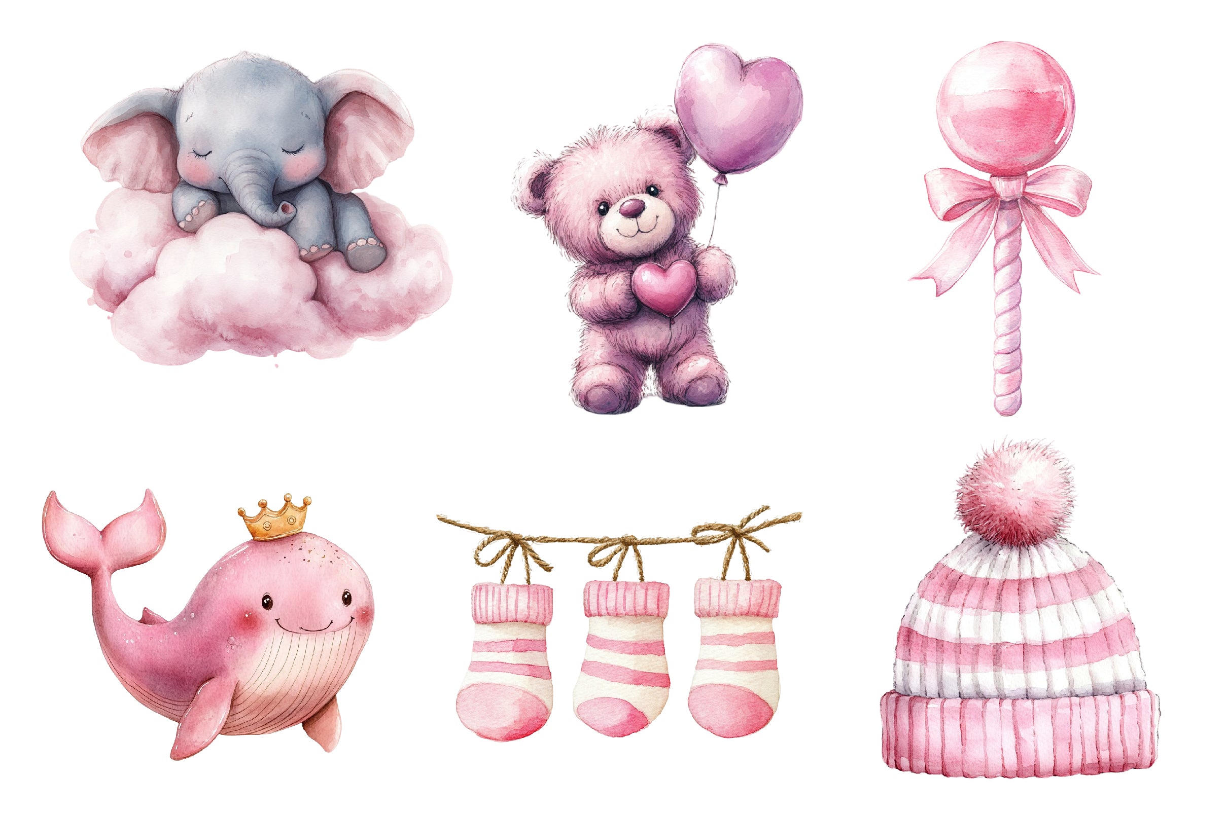 Pink Baby Girl Nursery Clipart Bundle 1 - CraftNest - Digital Crafting and Art