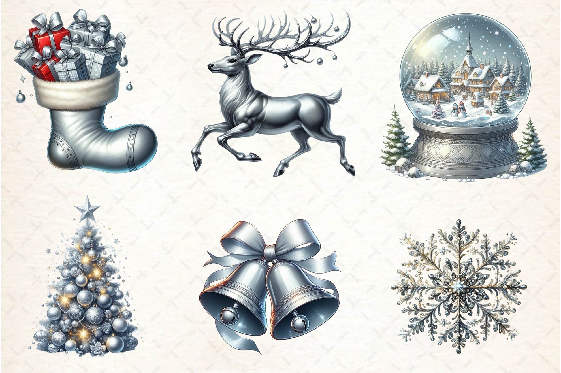 Silver Christmas Clipart Bundle - CraftNest - Digital Crafting and Art
