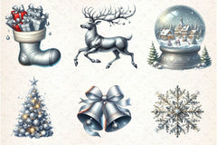 Silver Christmas Clipart Bundle - CraftNest - Digital Crafting and Art