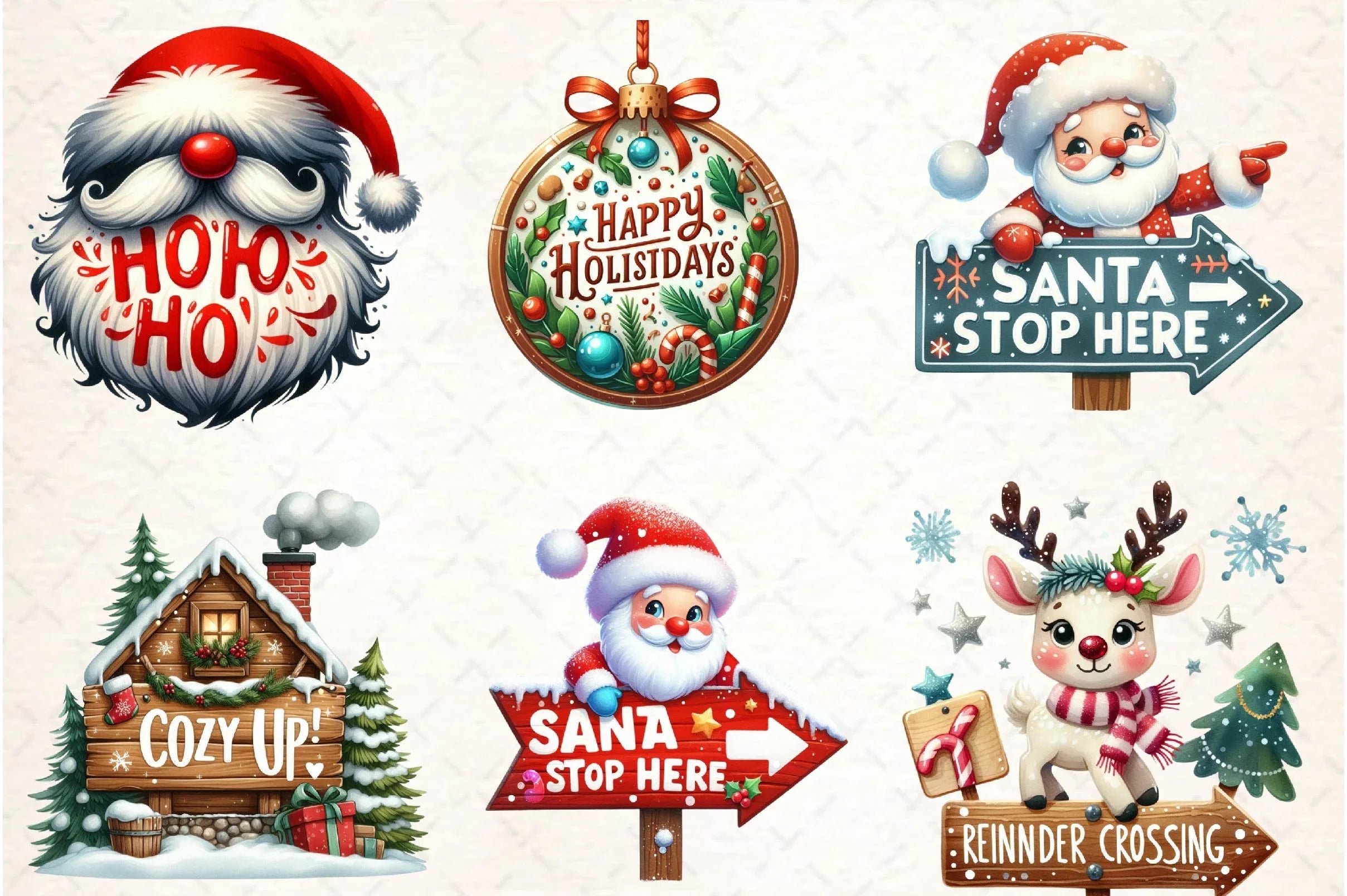 Cute Christmas Signs Clipart Bundle - CraftNest - Digital Crafting and Art