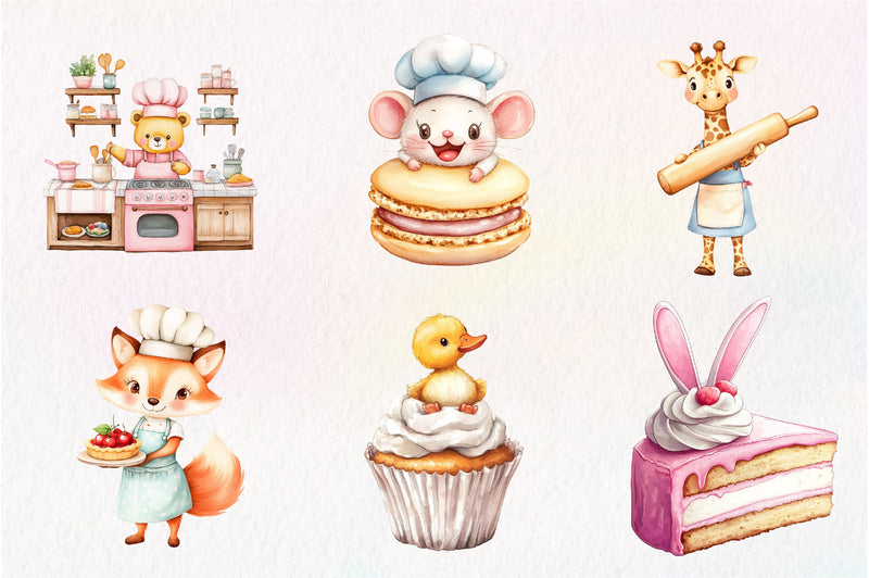Sweets Cute Bakery Animals Clipart Bundle - CraftNest - Digital Crafting and Art