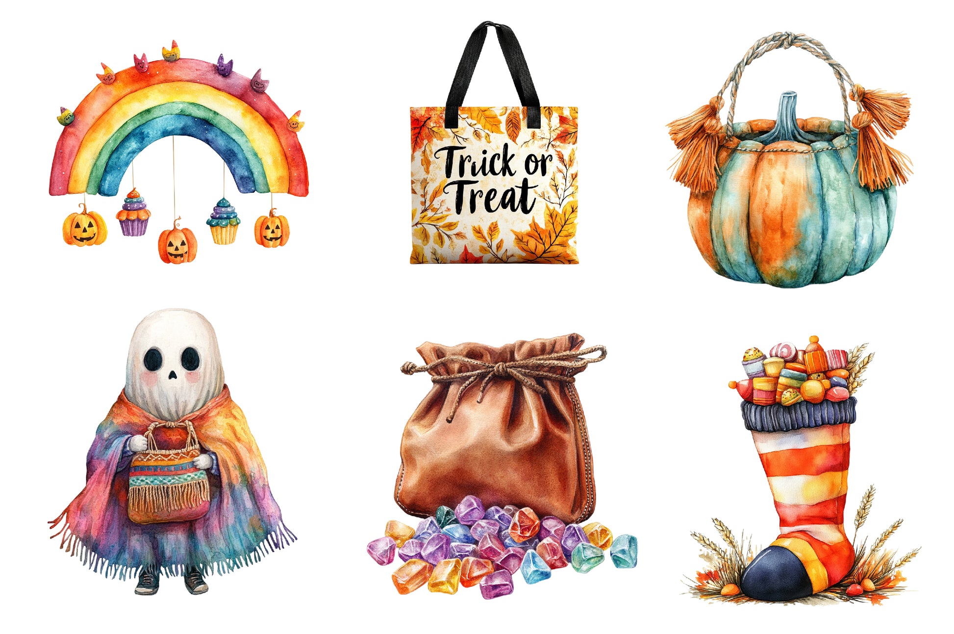 Boho Halloween Trick Or Treat Clipart Bundle - CraftNest - Digital Crafting and Art