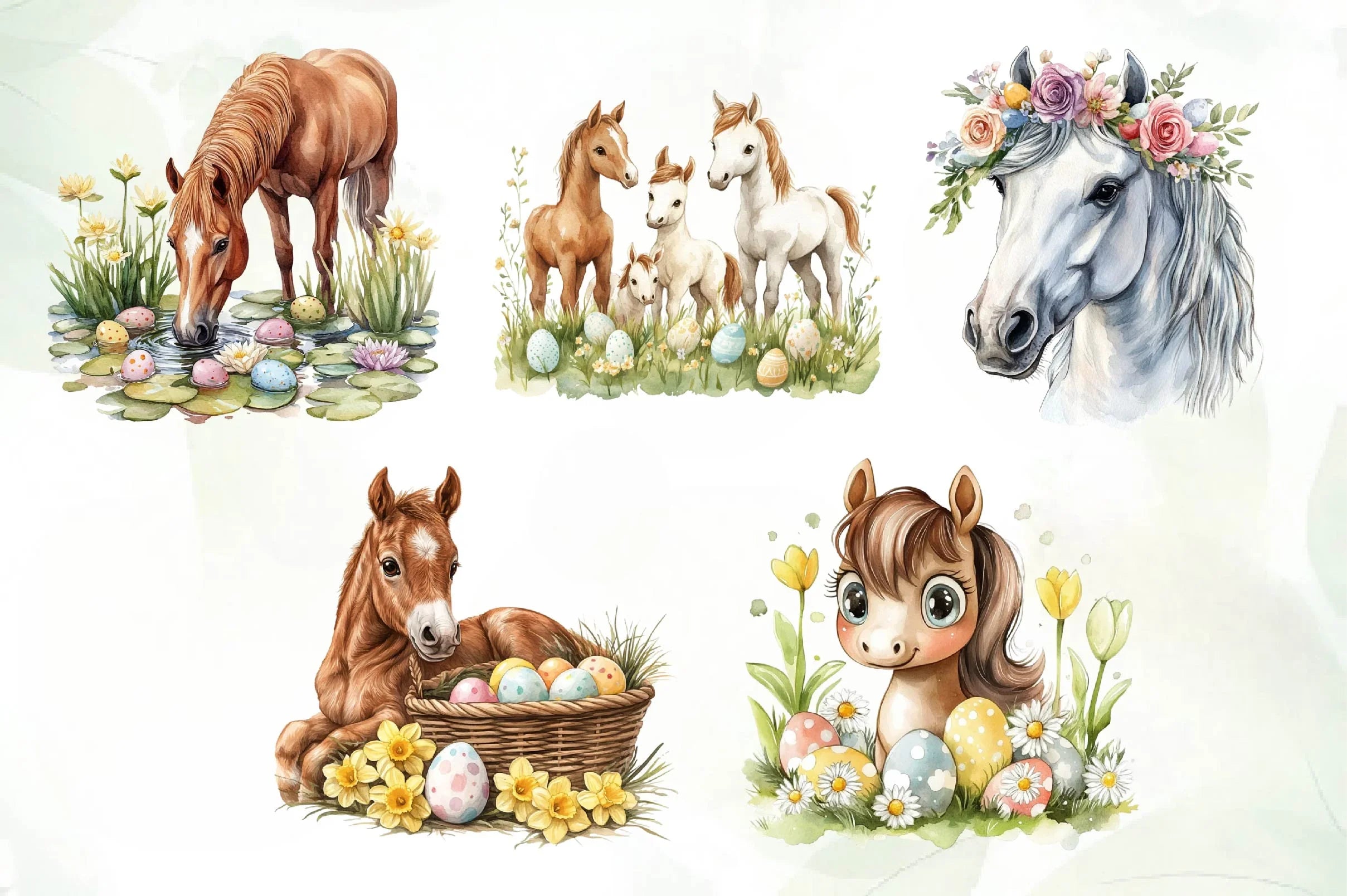 Easter Horse Clipart Bundle - CraftNest - Digital Crafting and Art