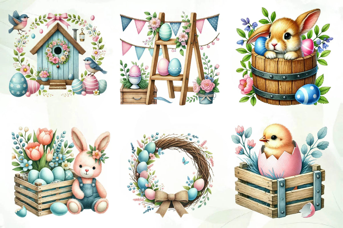Easter Rustic Printables Rustic Easter Day Clipart Bundle