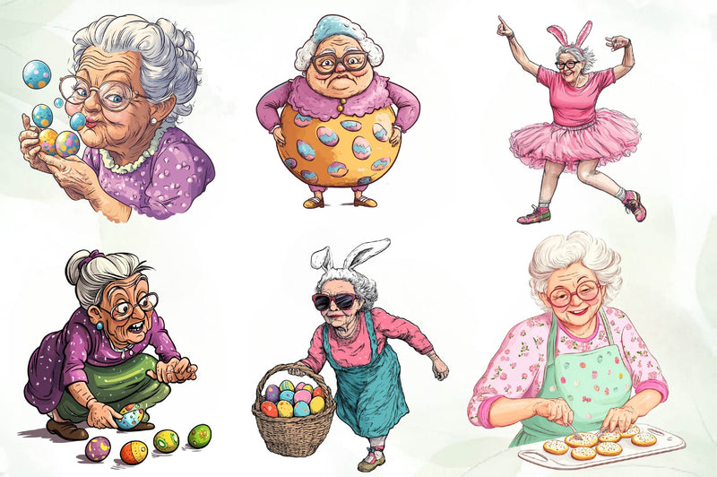 Funny Easter Grandma Clipart Bundle - CraftNest - Digital Crafting and Art