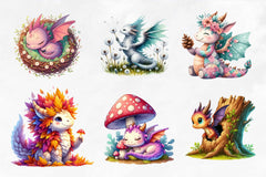 Cute Woodland Dragons Clipart Bundle - CraftNest - Digital Crafting and Art