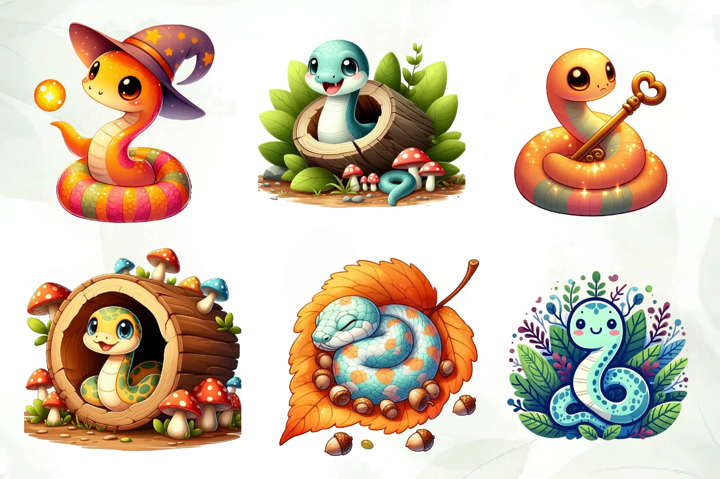 Cute Woodland Snakes Clipart Bundle - CraftNest - Digital Crafting and Art