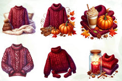 Burgundy Sweater Weather Clipart Bundle - CraftNest - Digital Crafting and Art