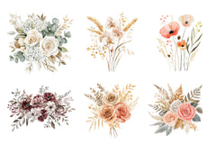 Boho Mothers Day Floral Bouquets Clipart Bundle - CraftNest - Digital Crafting and Art