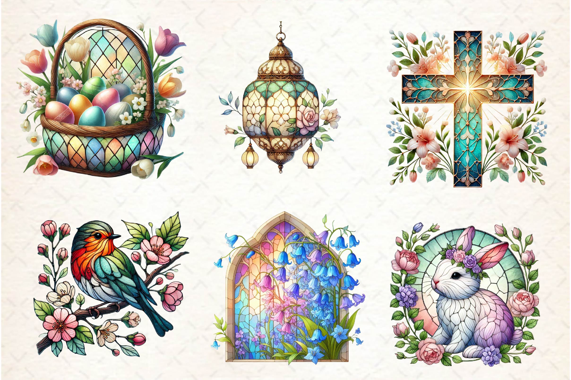 Stained Glass Spring Clipart Bundle - CraftNest - Digital Crafting and Art